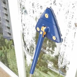 Grand Balai Plat Microfibre - 360° Rotation - Essorage Intégré - Pour Sols Carrelage, Bois, Stratifié - Manche Réglable